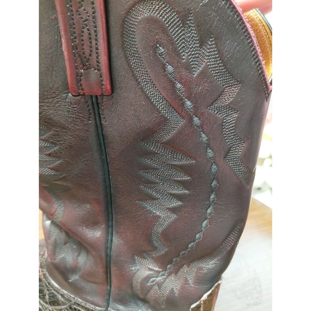 Lucchese Alligator Boot T3211R Blk Cherry Caiman Hornback 2000’s Vintage 13 EE - Picture 6 of 16